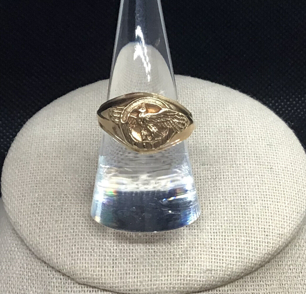10K Gold United States Military Ruptured Duck Ring Sz 9.25   JJ268