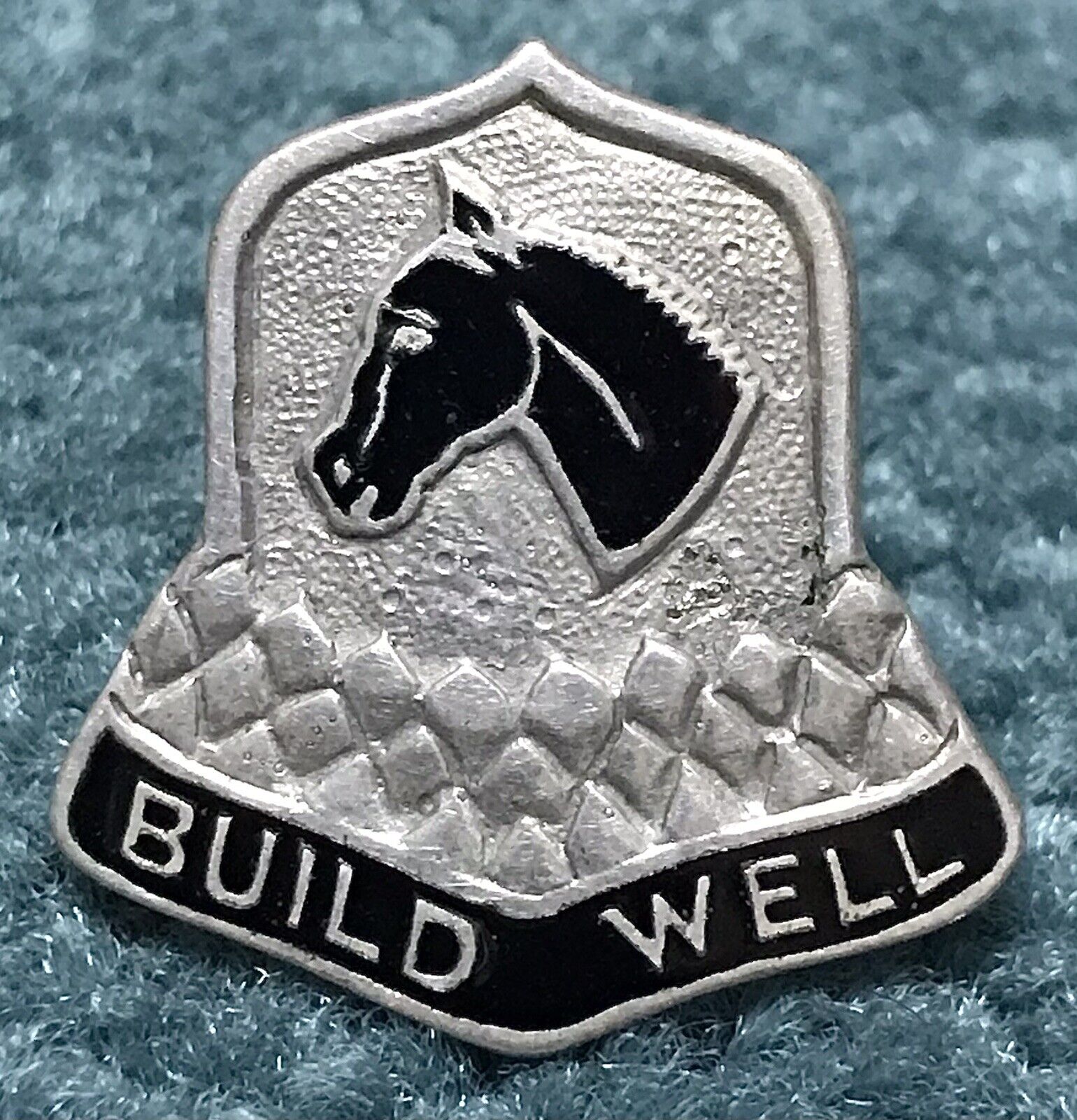 Original WWII Pin Back Cavalry Replacement Training Center DI DUI Pin Sterling
