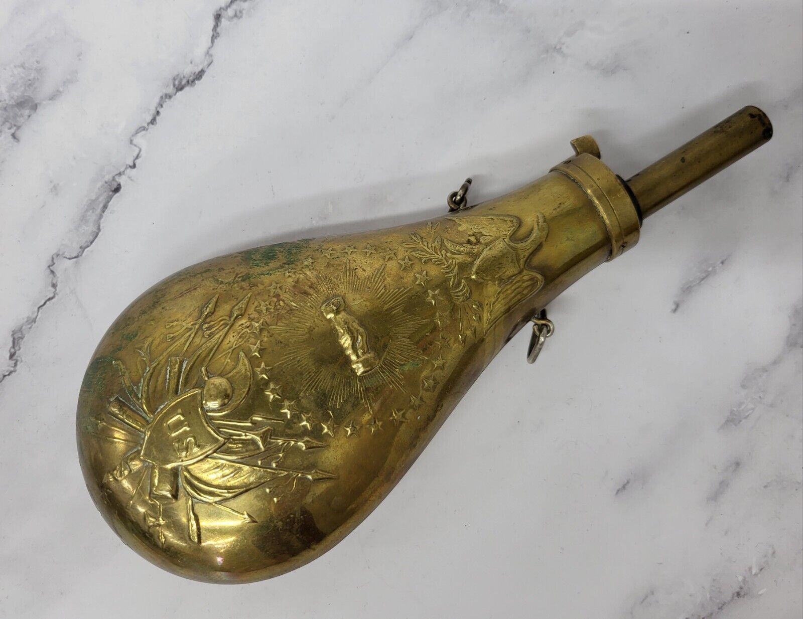 Brass Gun Powder Flask - Civil War Reproduction