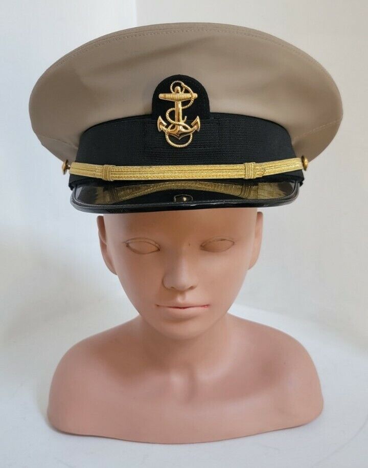 KINGFORM CAP Mens US Navy Academy Parade Hat Gold Band Anchors Military  7 1/4