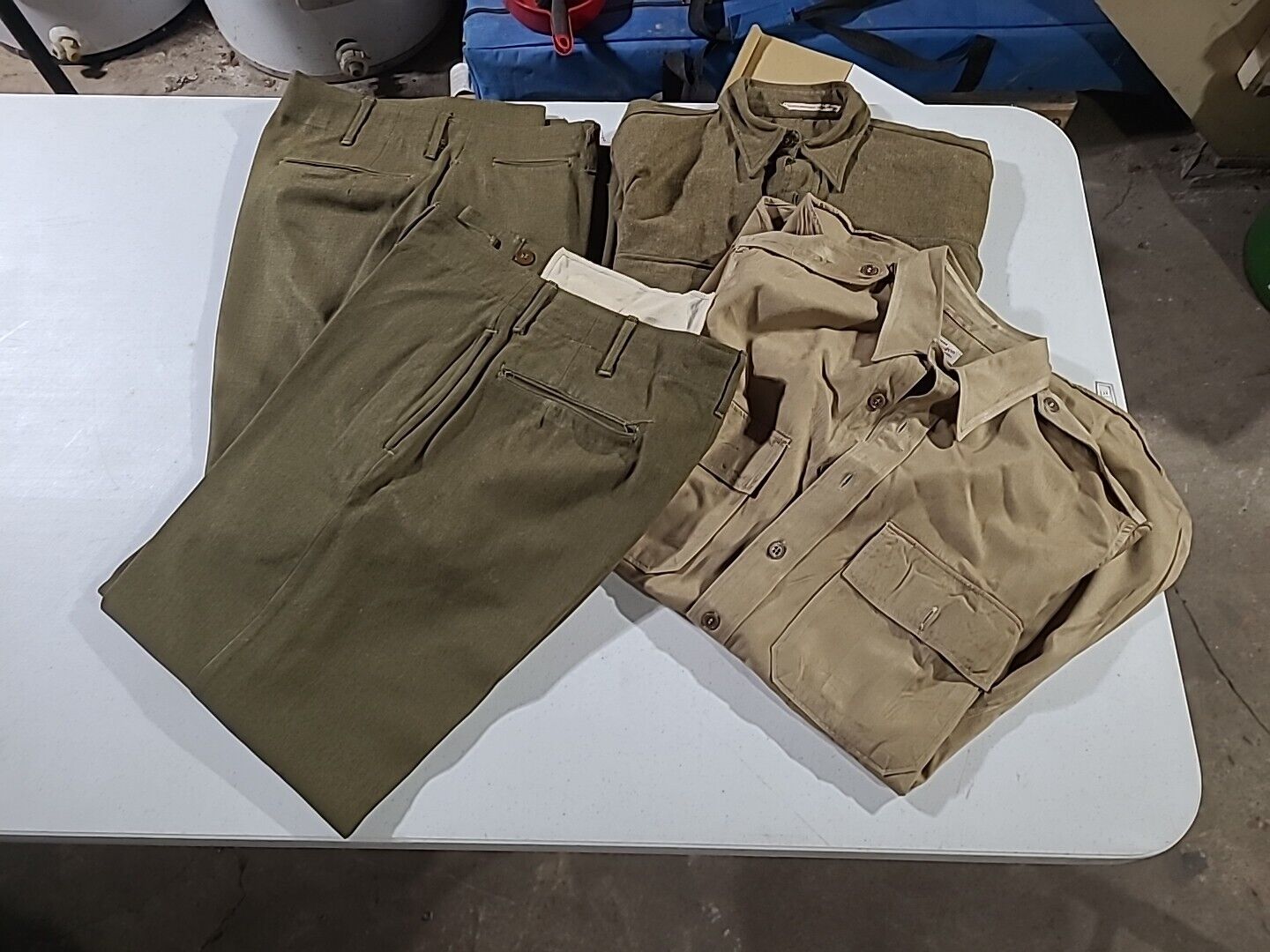 Vintage WWII Wool Trousers and 2 Shirts Military Uniform Pants Shirts Vintage 