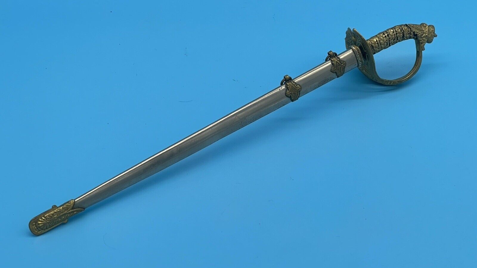 WW2 Vintage Gernan Miniature Sword & Scabbard With Blade Engraving