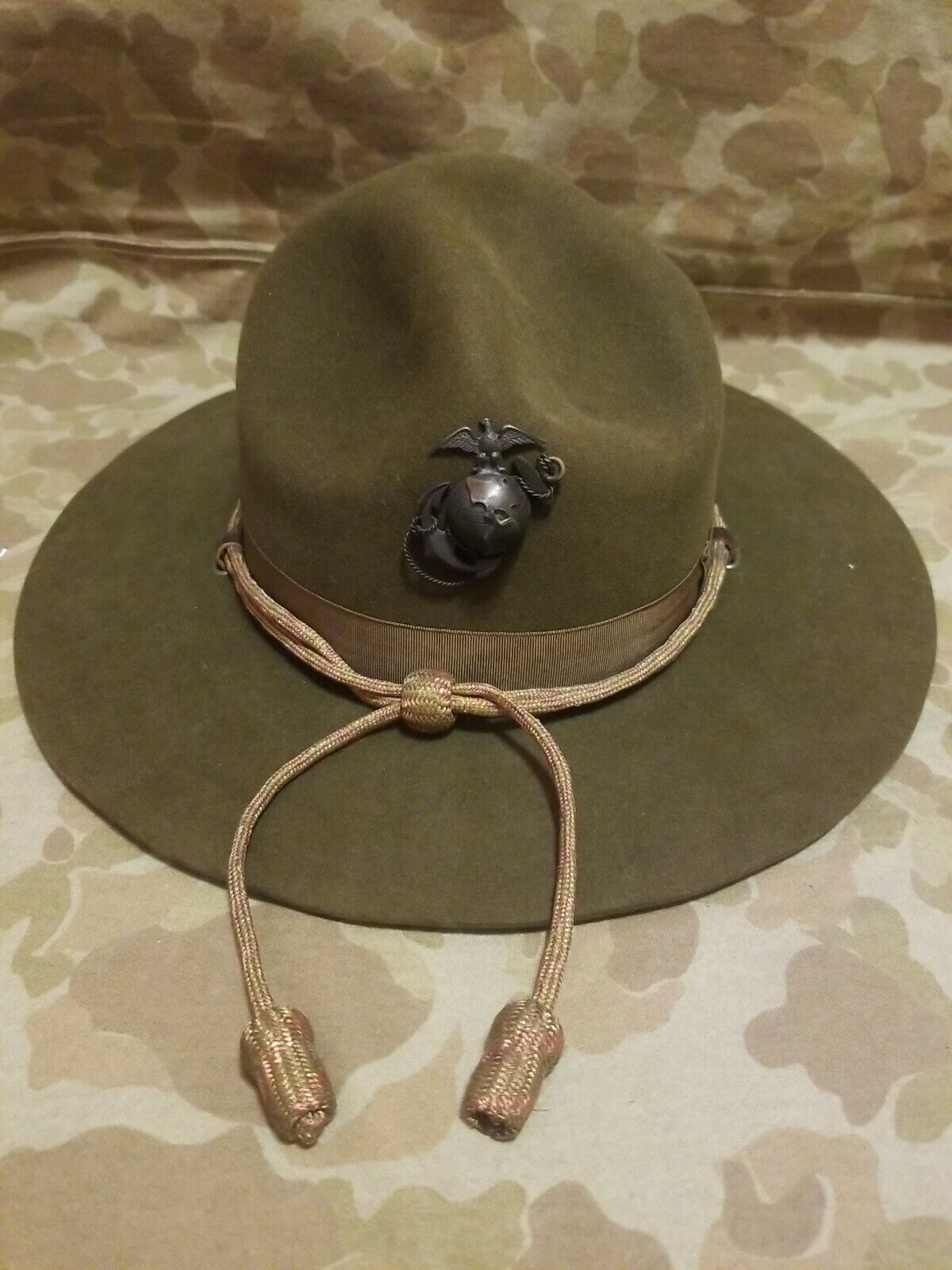WWII USMC Officer EGA Campaign Cover 7 Uniform Hat Screwback Para Marine Raider