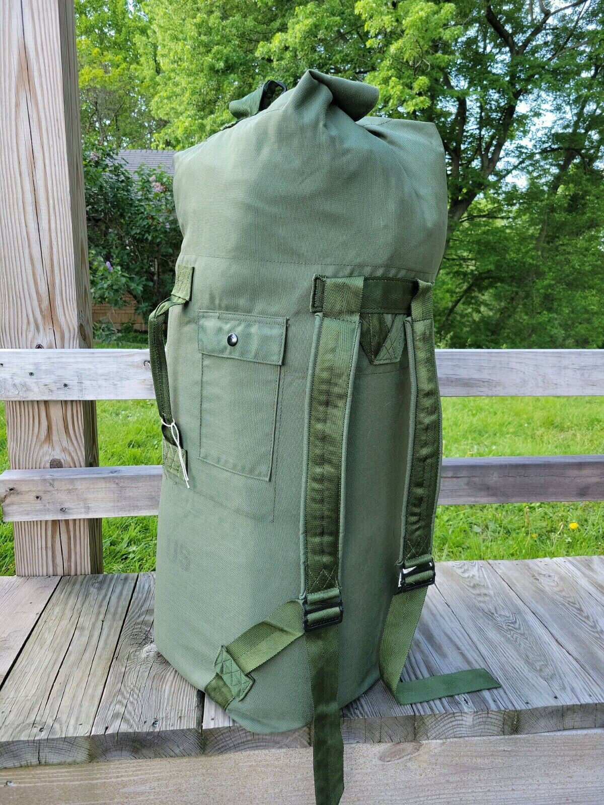 Military Duffle Bag OD Nylon Sea Bag Carry Strap Duffel NO WRTG NO PAINT EXC VGC