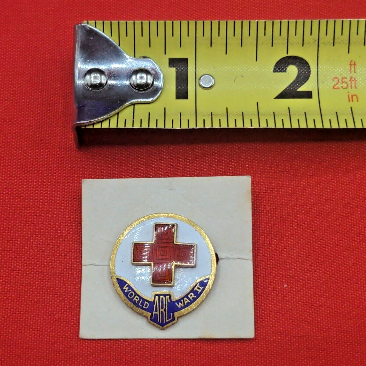 WWII/2 US Home Front ARC WWII sterling marked maker marked pin on card.