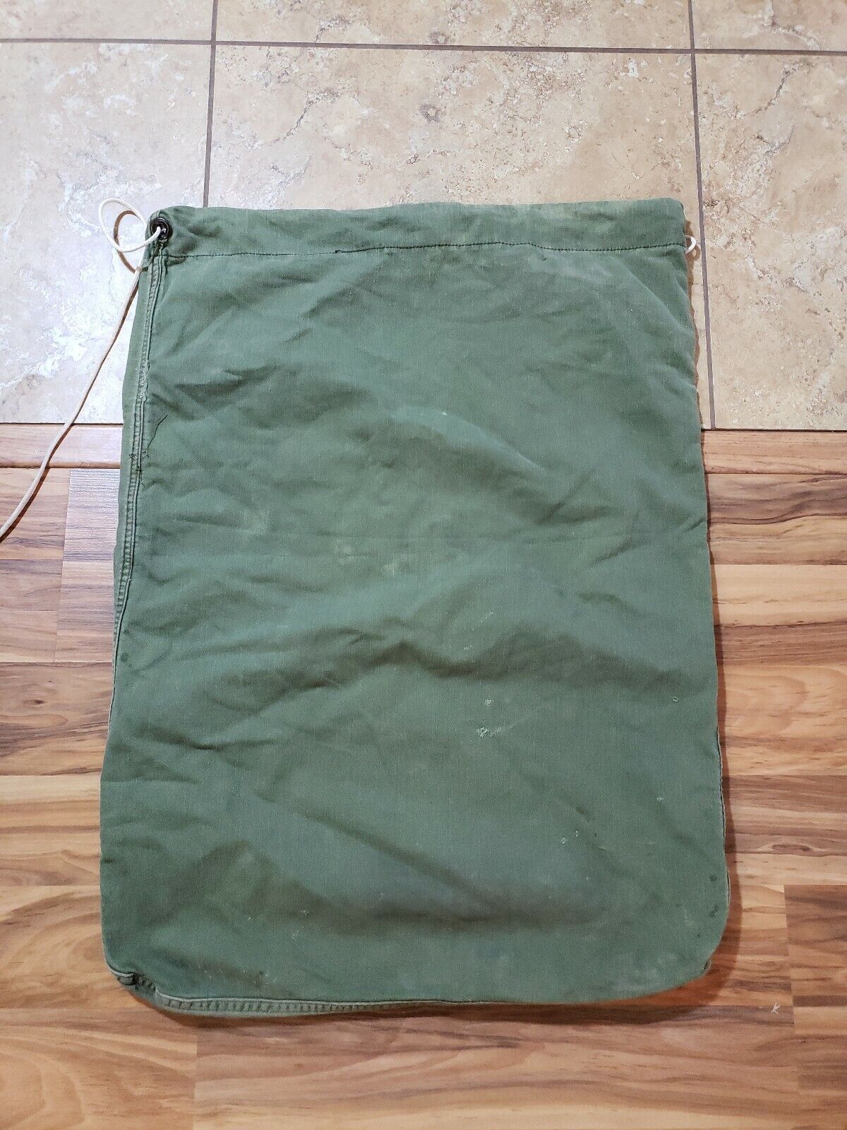 Vtg US Army Military Issue Olive Drab Cotton Barracks Laundry Bag Faded 21x30
