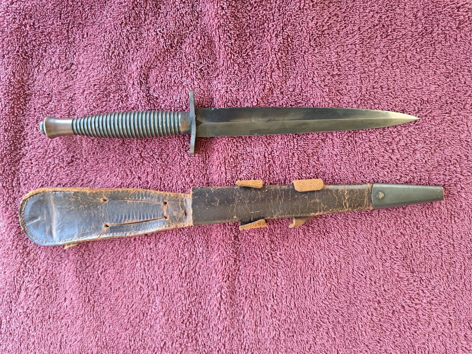 Original WW2 Fairbairn Sykes Commando Dagger Fighting Knife w/Scabbard