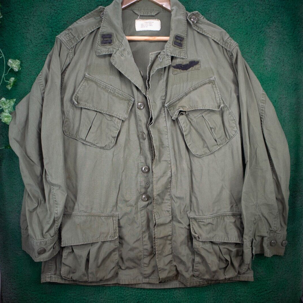 M-S 60s US Army Vietnam War Green Jungle Jacket Med Regular Slant Pockets Medium