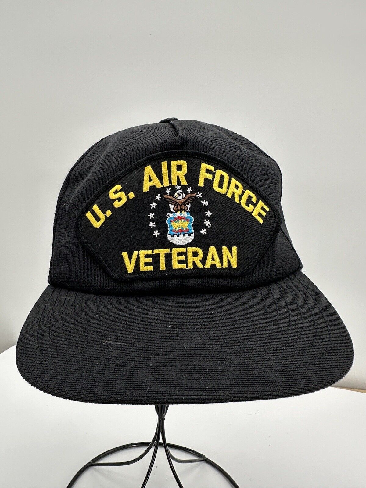 HMC HONORD U.S. Air Force Veteran Hat Black Ball Cap SnapBack Emb Patch