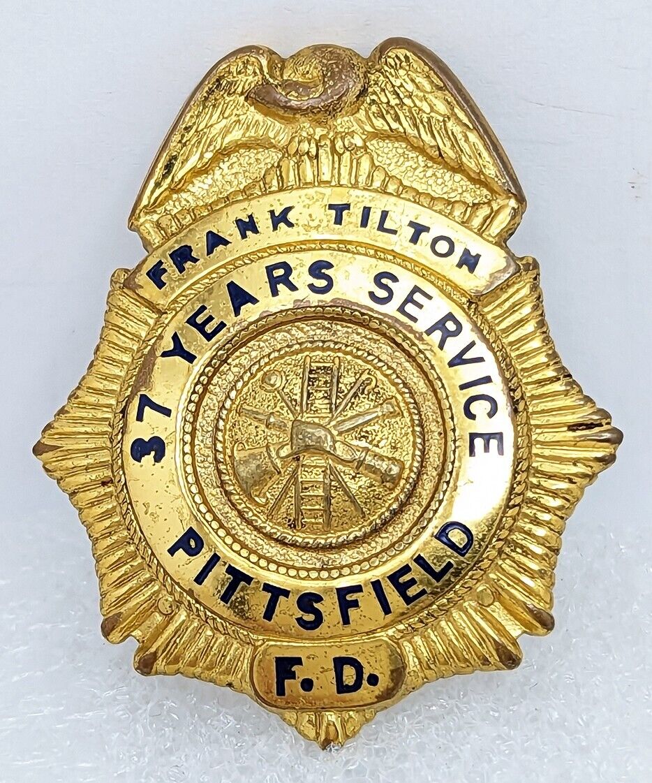 1940s Pittsfield, New Hampshire Fire Department Retirement Badge of Frank Tilton