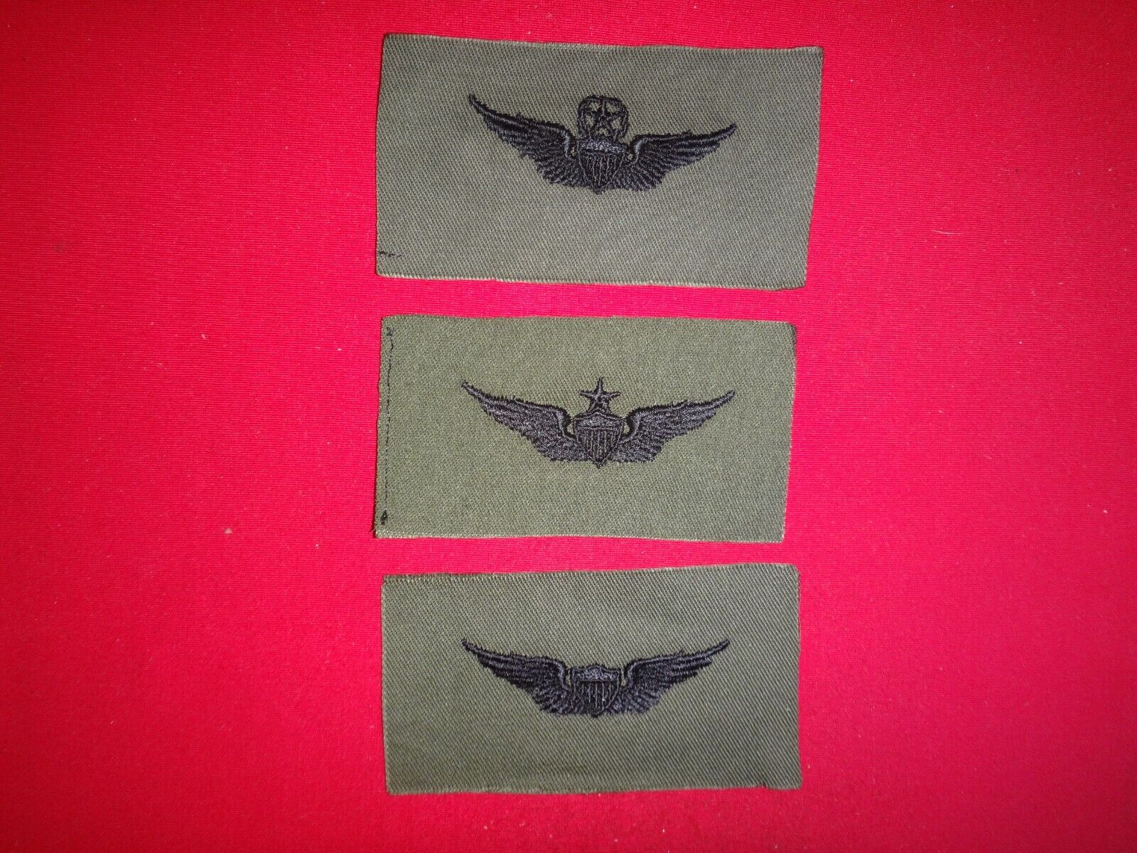 3 US Army Master, Sr. and Basic AVIATOR Subdued Patches