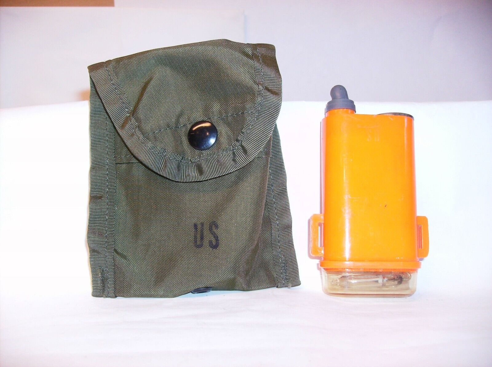 100% Original USGI Orange Military Emergency Strobe Light Marker with Pouch