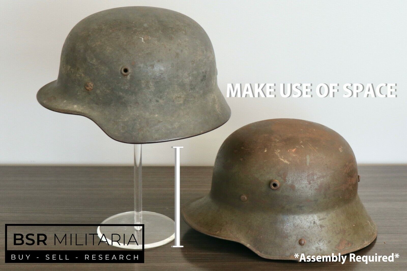 US WWII Helmet Display Stand - Acrylic Combat Museum Headgear Presentation 