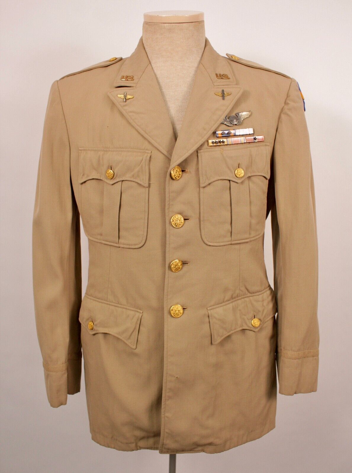 VTG WWII US Army Air Force Officer's Tunic Summer Jacket 40s WW2 Navigator Wings