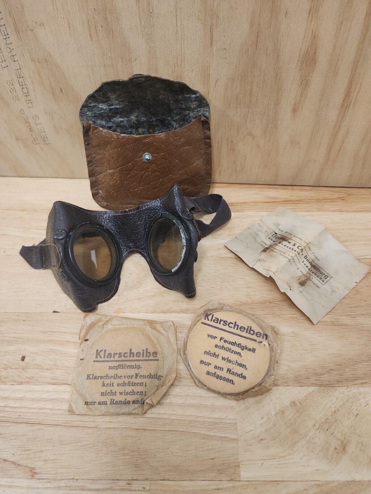 WWII Goggles Dust Protective Moto Original German Wehrmacht WW2 + Extra Lenses 