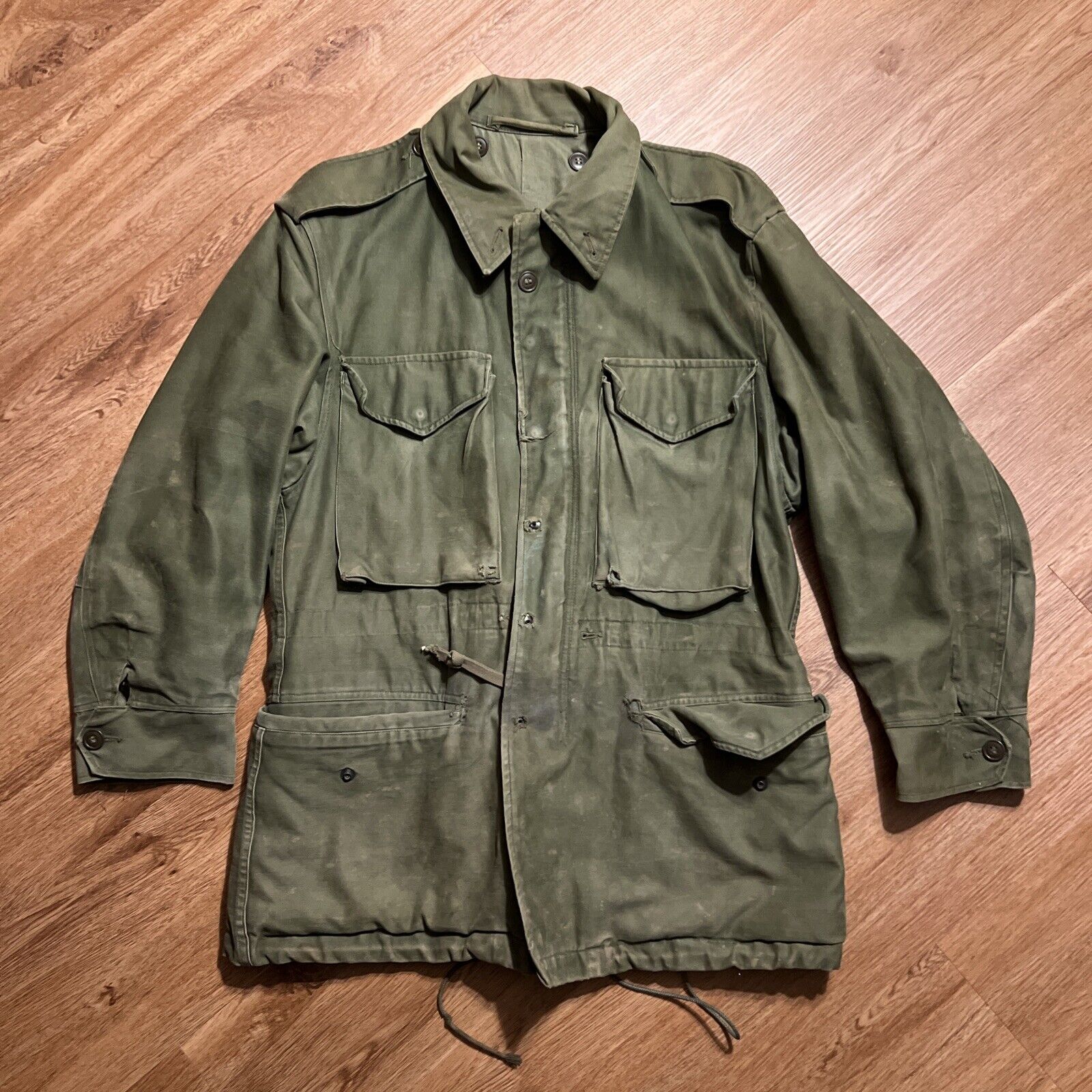 Vintage Us Military M-1951 Field Shell Jacket Medium Short Green 1952 50s