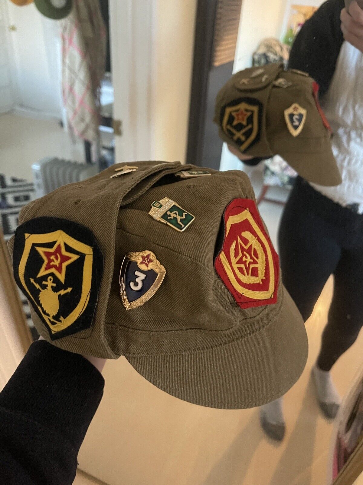 Vintage Russian Soviet Union Military Cap Army Hat USSR Pins & Patches