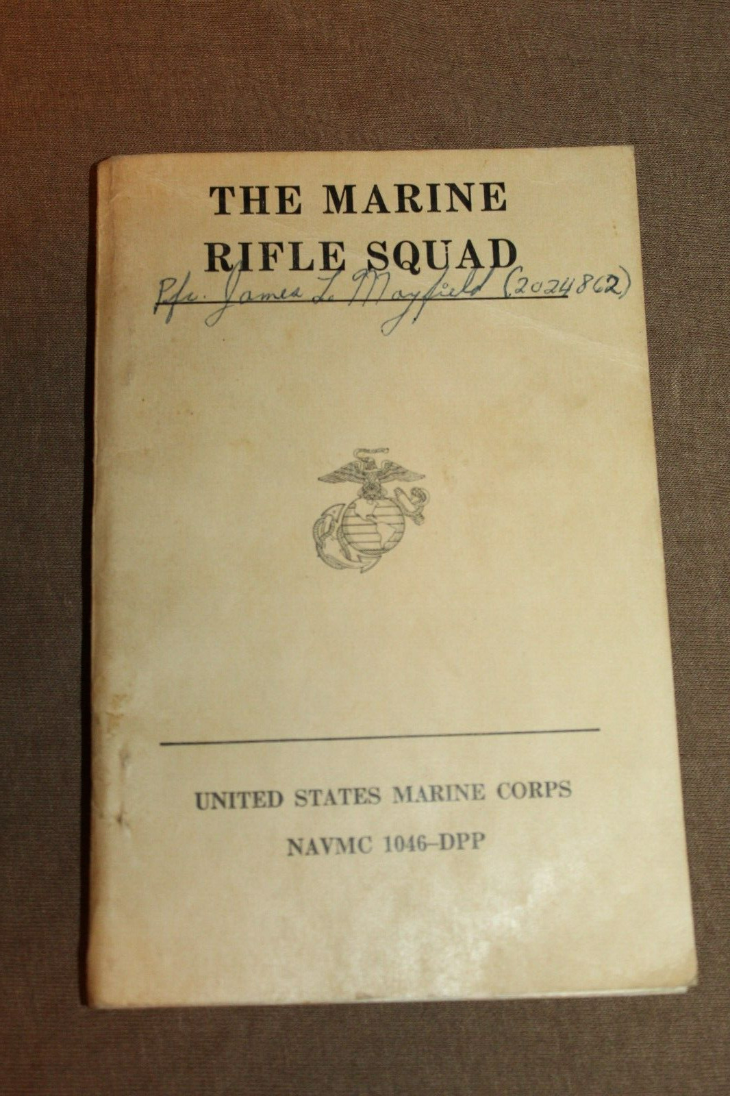 Original Pre Vietnam War Era U.S. Marine Corps Rifle Squad Book, Named & 1954 d.