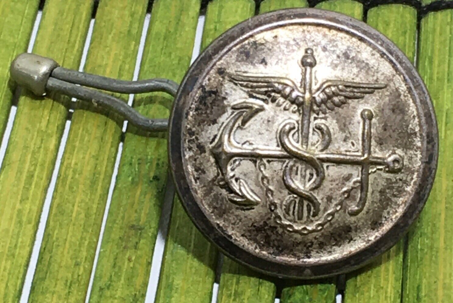 Vintage Silvertone Metal Button US Public Health Waterbury Conn Anchor Physician
