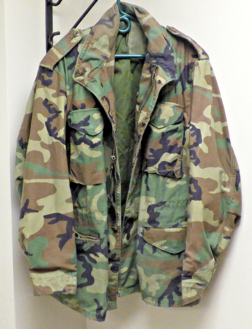 US Army M65 Cold Weather Field Jacket Woodland Camouflage BDU Large LONG