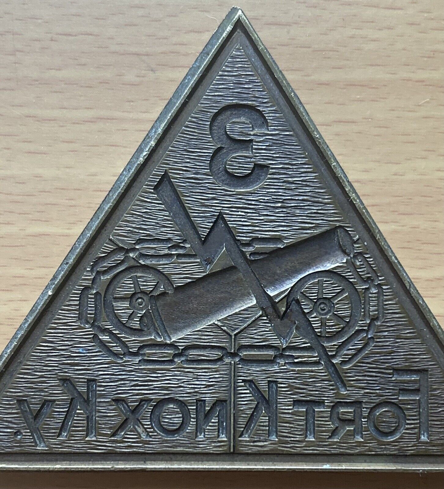 Fort Knox Kentucky 3rd Armored Tank Division Solid Chunky Brass Triangular Die