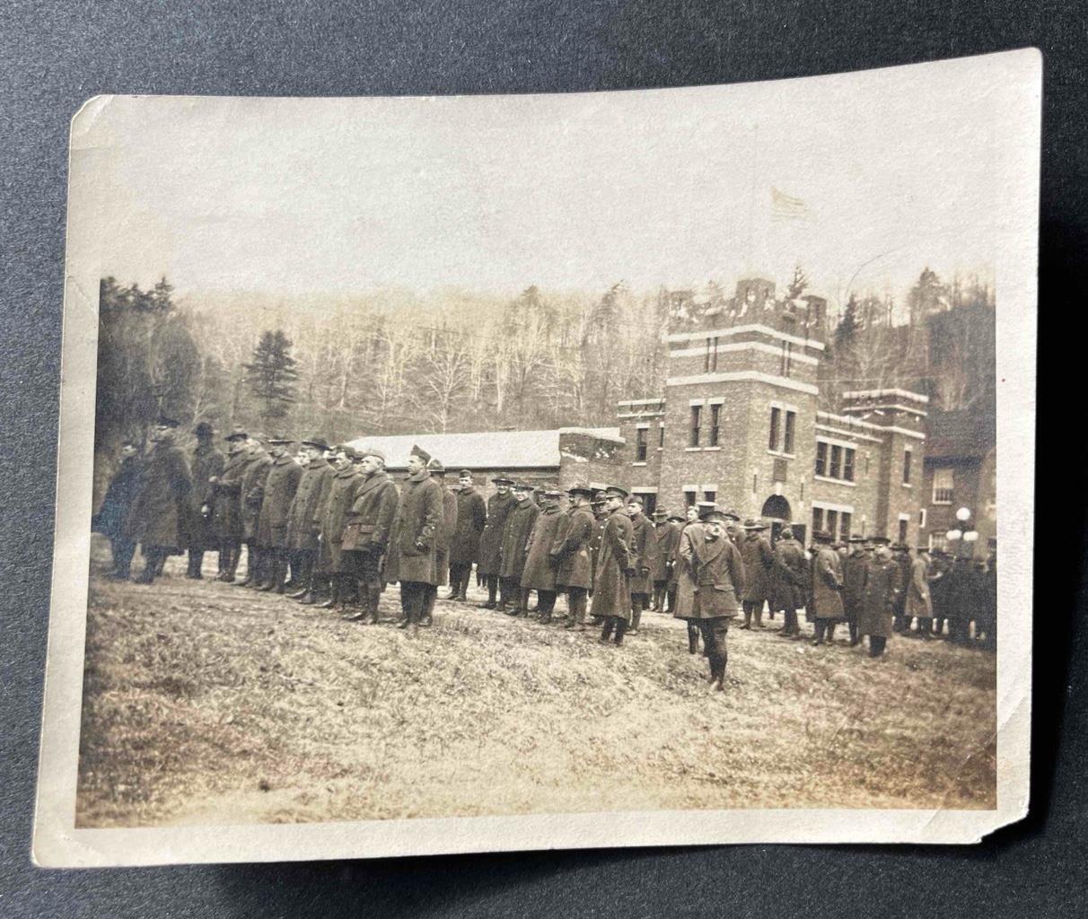 Original Photo Foreign Military Sepia Castle Soldiers WWI