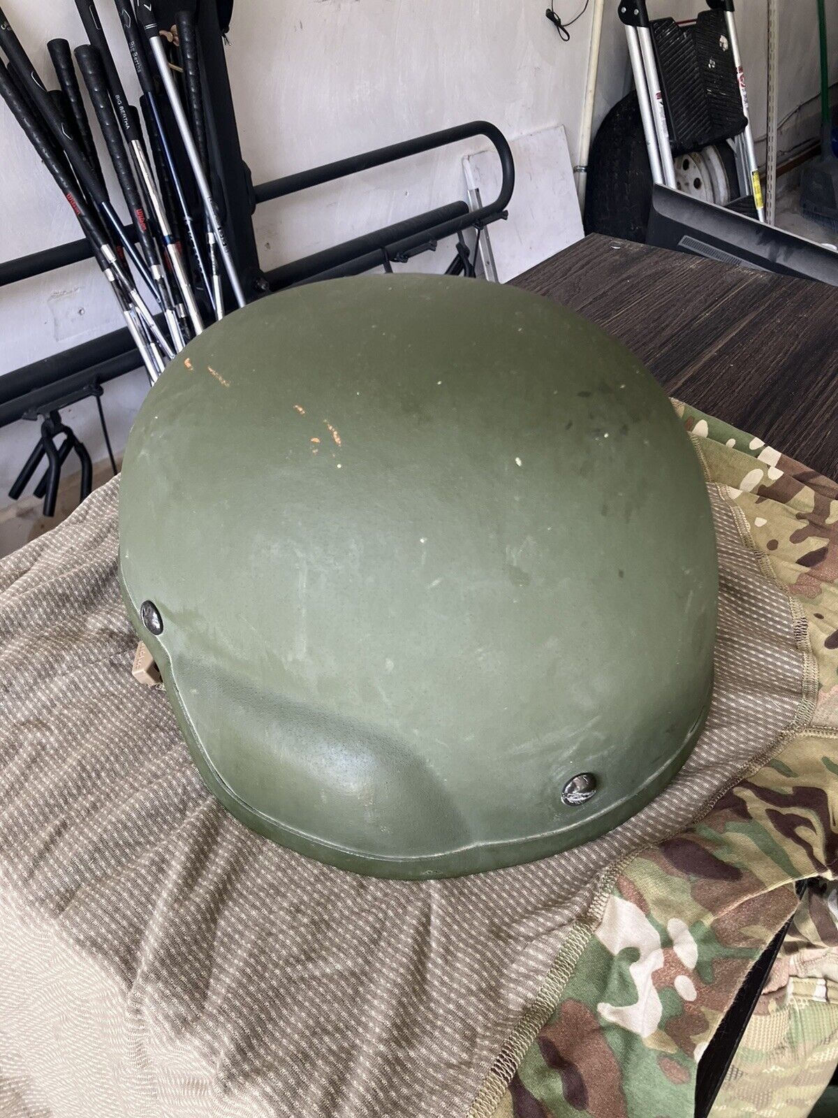Large US Army Advanced Combat Helmet ACH - NO UCP / OCP / ACU Cover Used