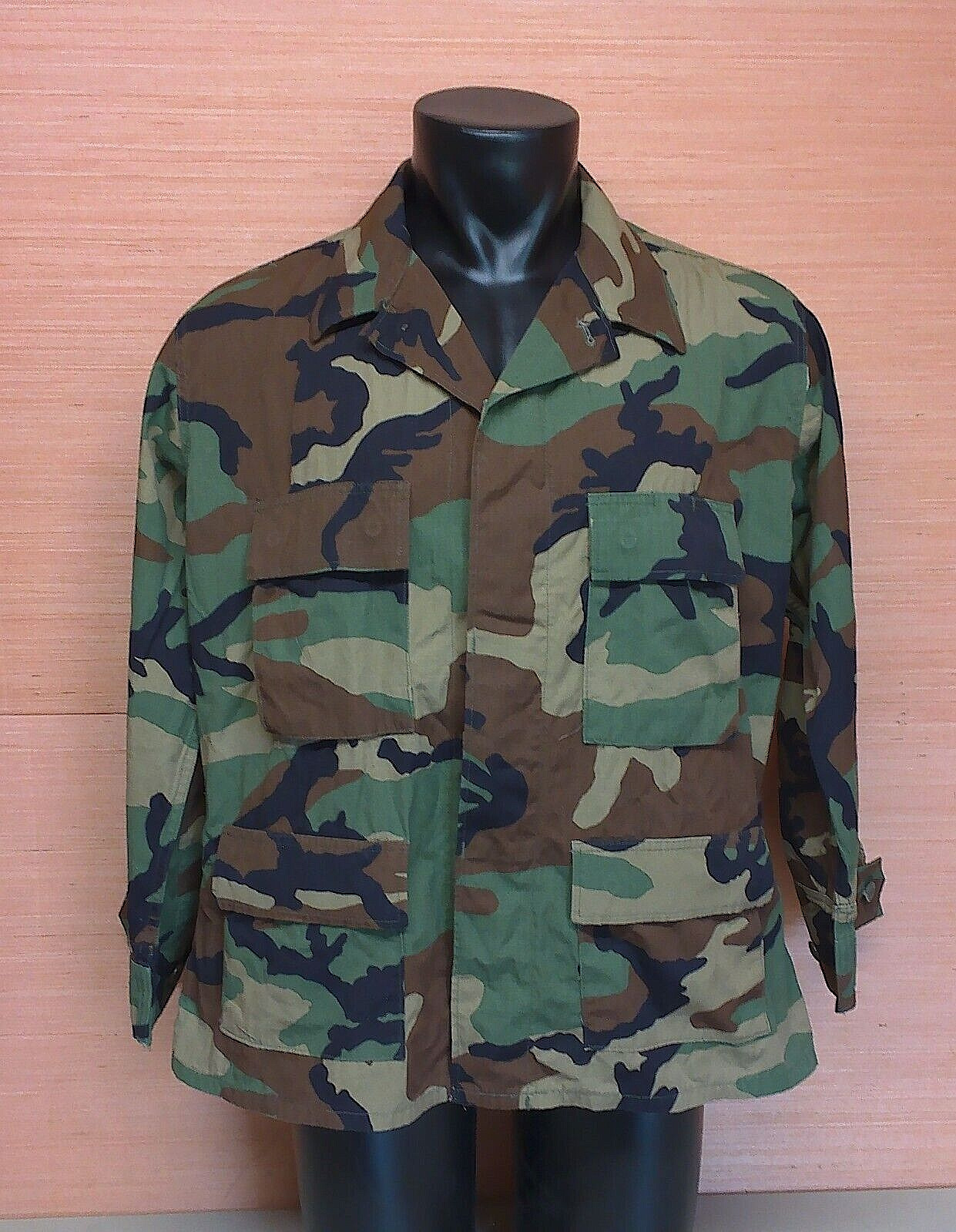 US Military Issue Woodland BDU Camouflage Jacket Coat Size Large X-Short