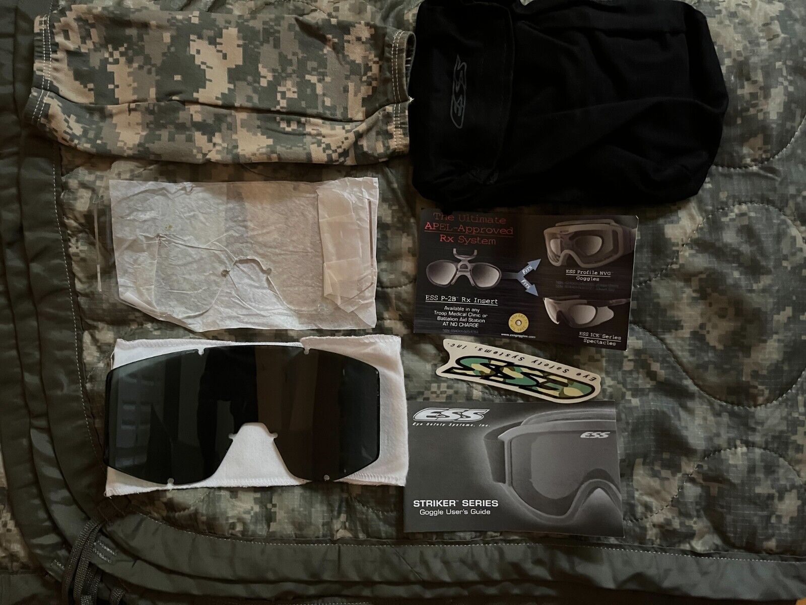 ESS APEL Land Ops Goggles Ballistic Eye Pro Lens Kit Foliage ACU Clear/Dark New