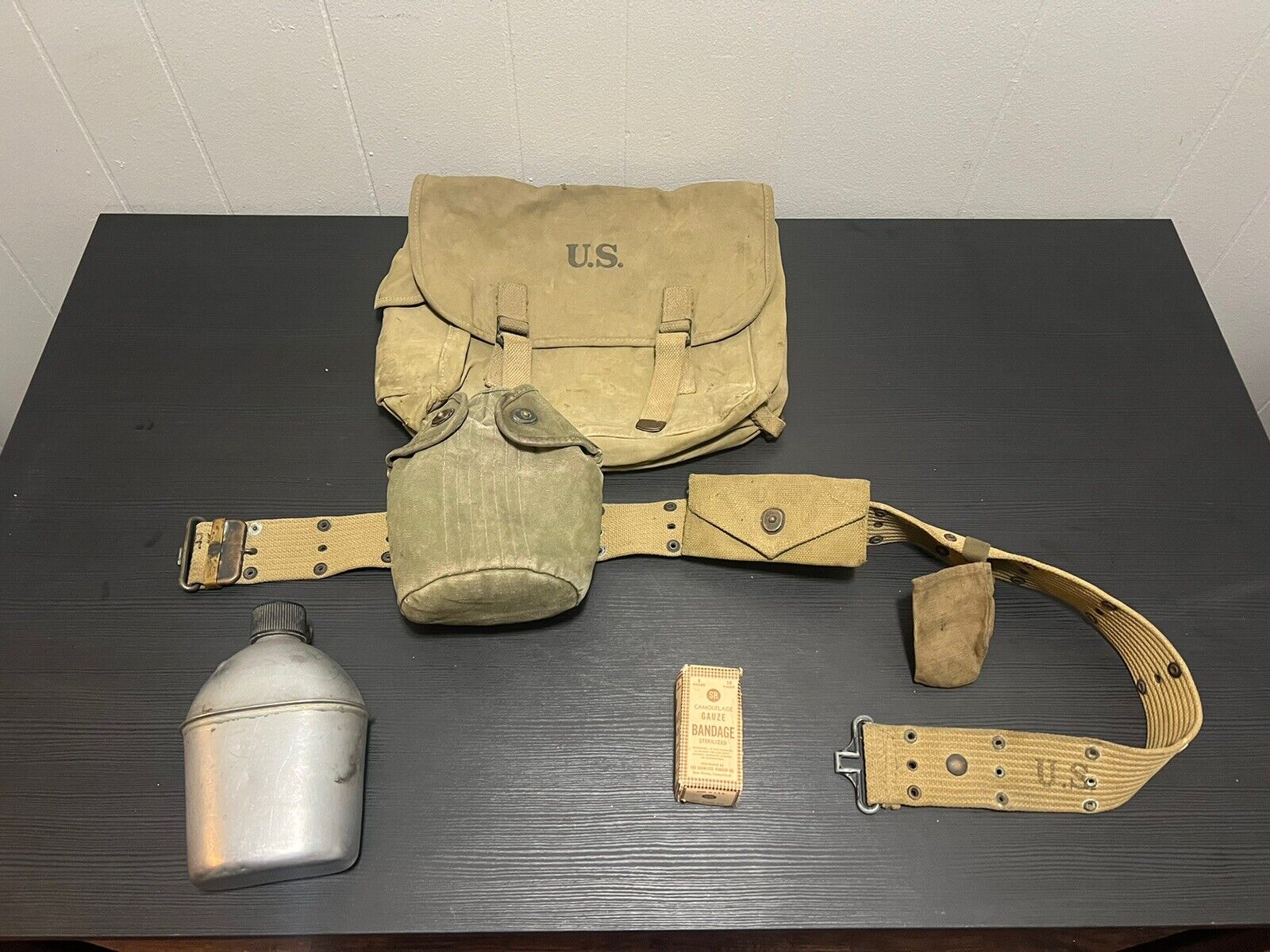 Wwii 1940s Mussete / Medic Bag Canteen Pouch Belt Field Gear Lot Military
