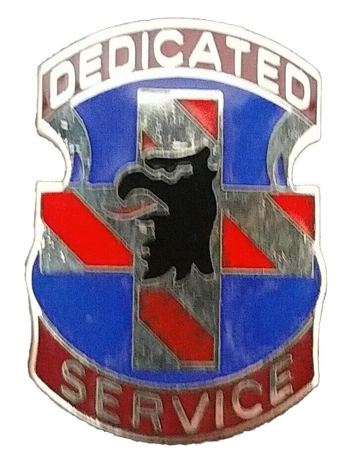 US Army MEDDAC Nuernberg Unit Crest Pin Dedicated Service Germany Pinback