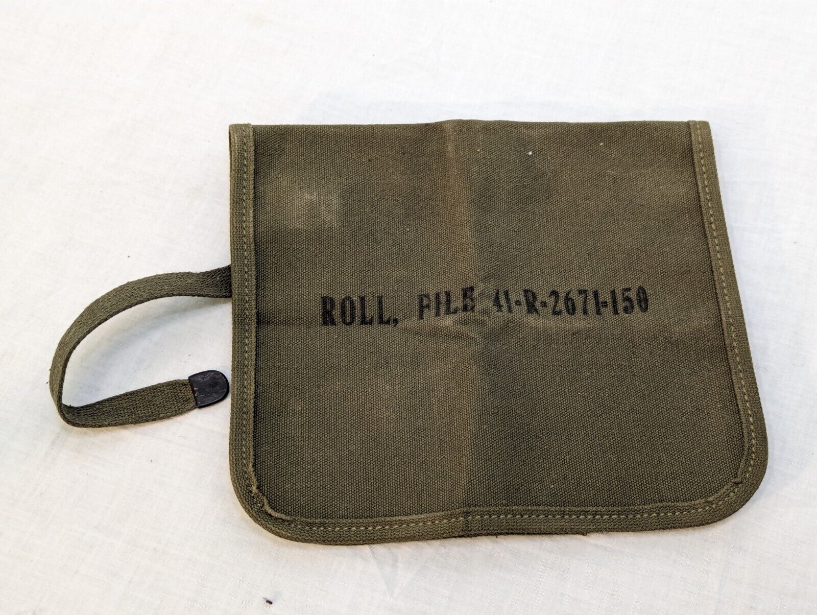 Vintage US Army M-10 Tool Roll File W/ Strap OD Green MRT May 1952 Military