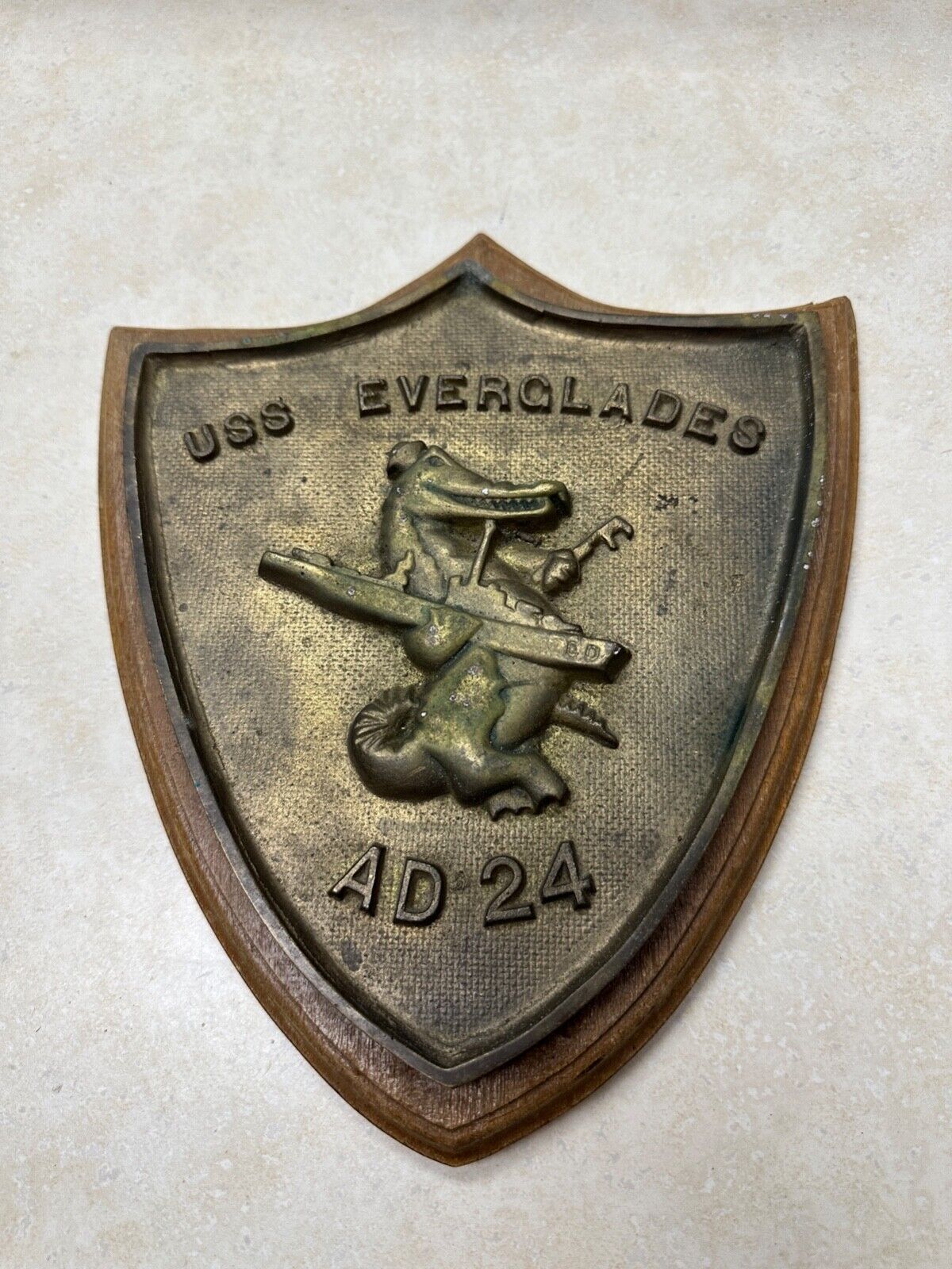 US Navy USS Everglades Brass Sub Plaque