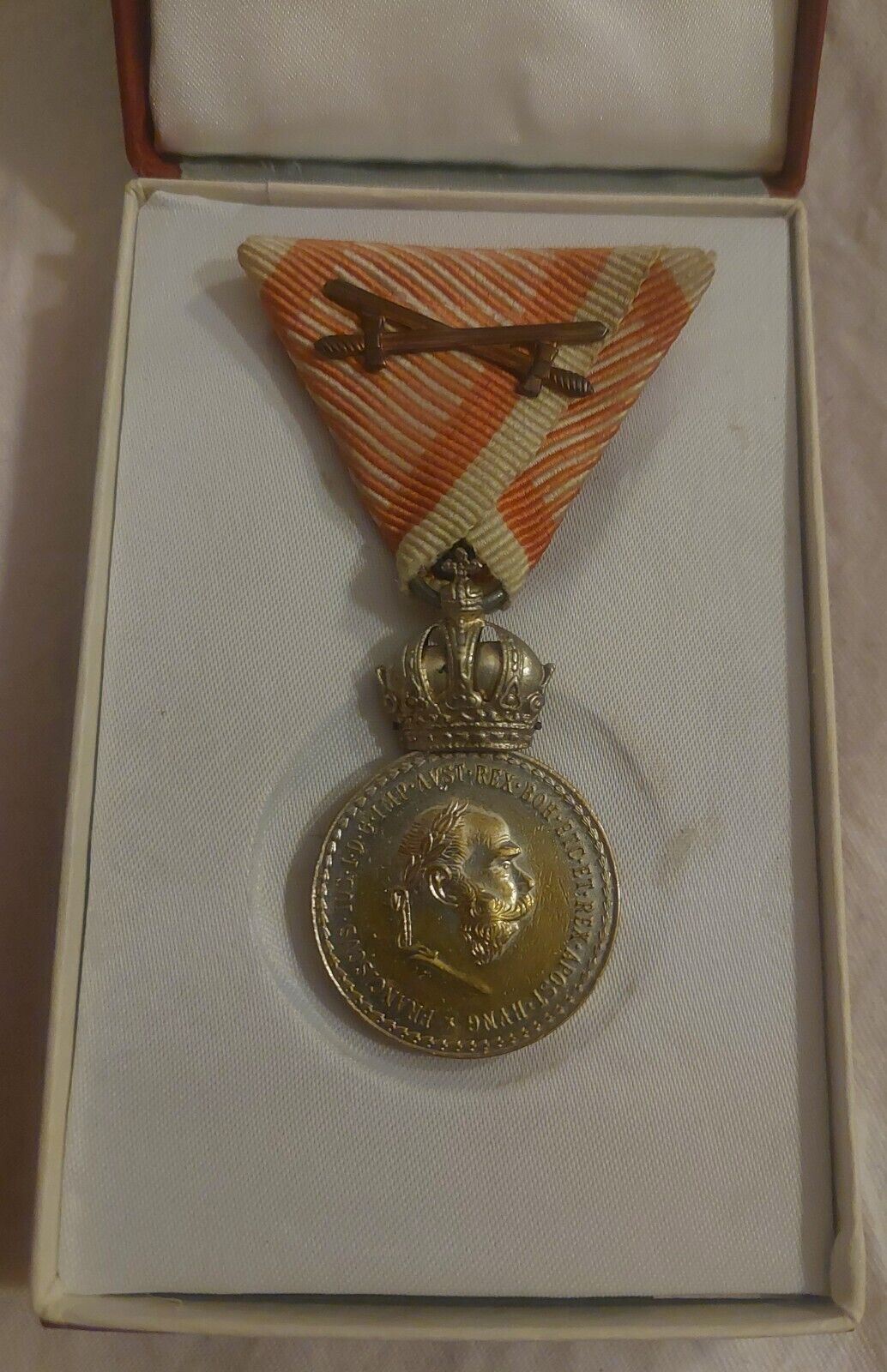 Silver Signvm Lavdis with Swords-War Ribbon-Austria Military Merit Medal-F. J. I