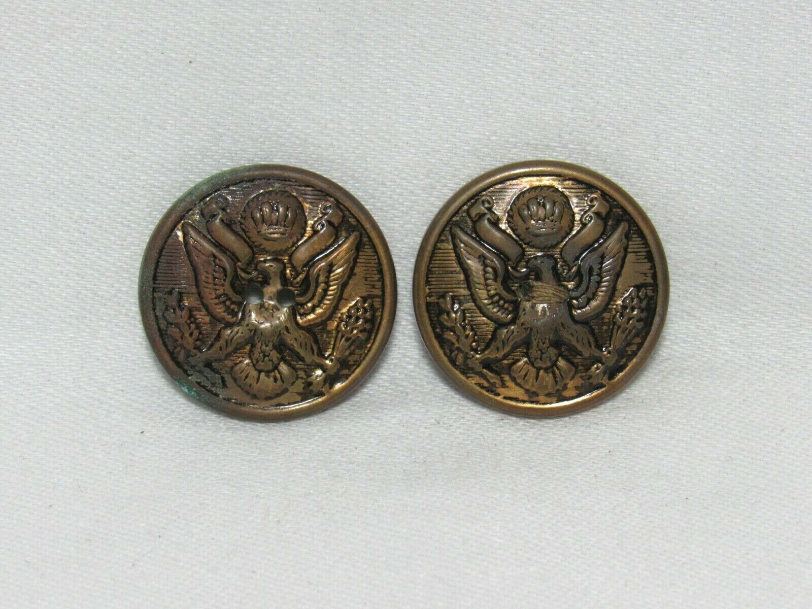 Vintage Brass US Army Great Seal Eagle Uniform Buttons Lot of 2
