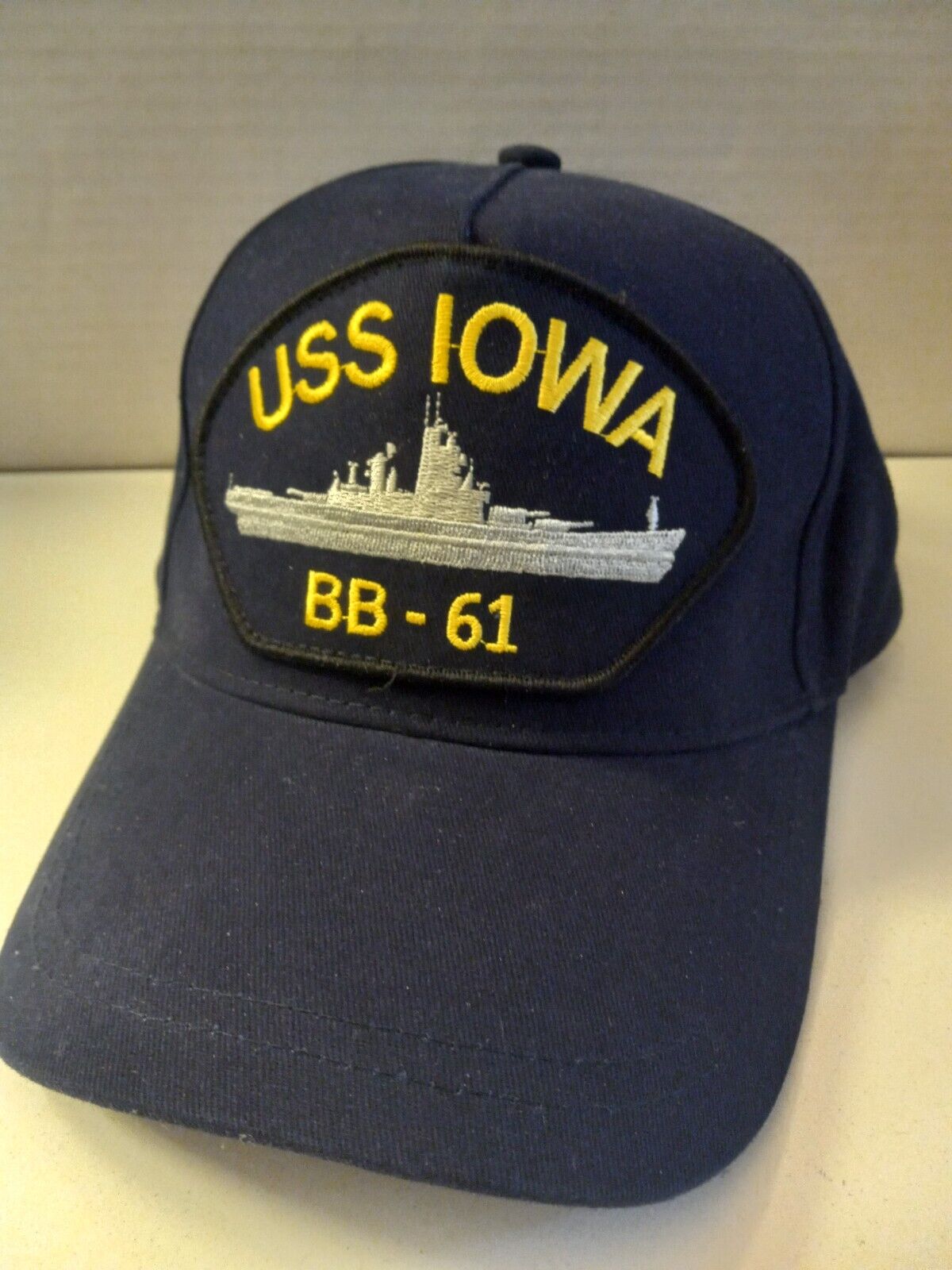 USS IOWA BB-61 Dark Blue Adjustable Hat Snapback Embroidered Patch