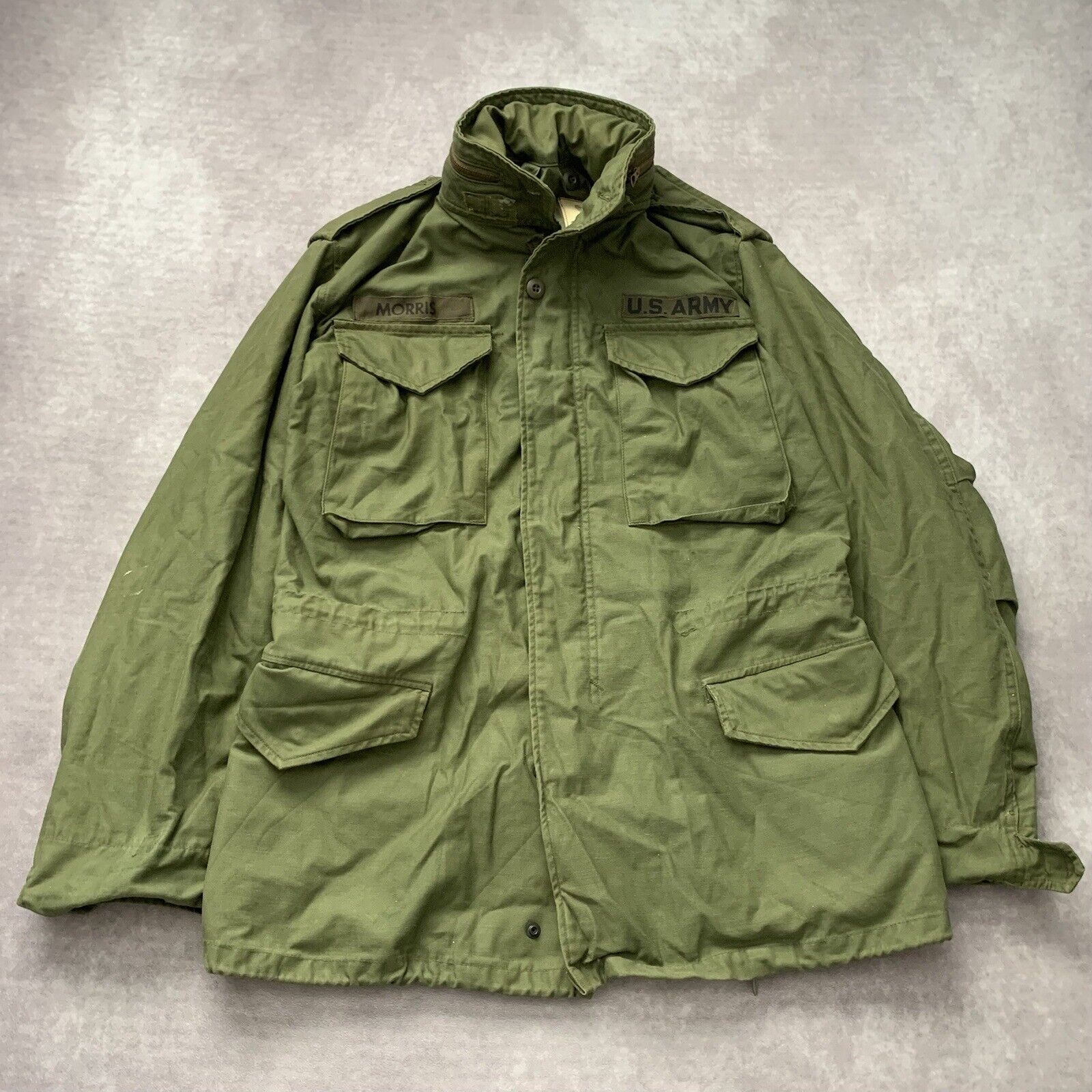Vintage 60s 70s OG-107 Cold Weather Field Jacket Size Small Long Army Vietnam