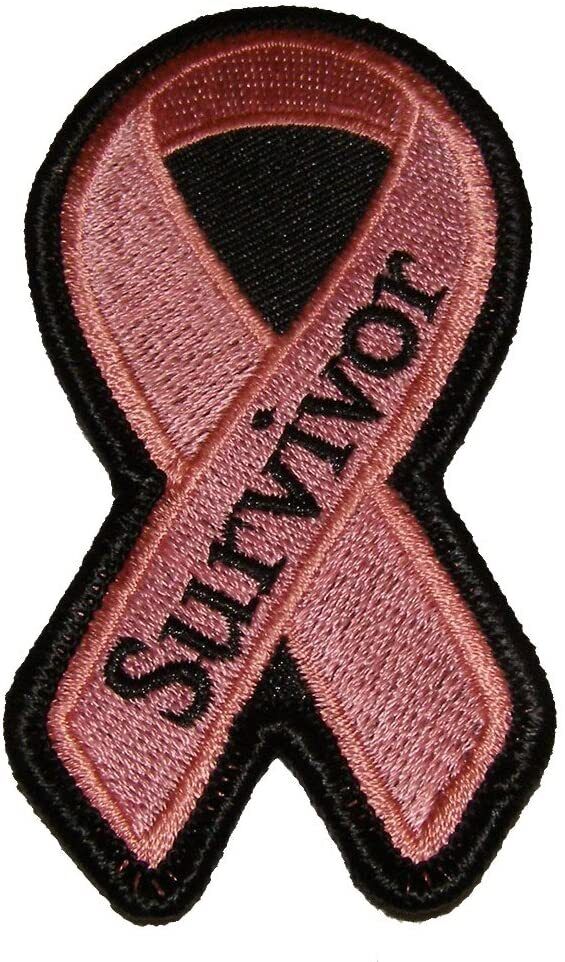 PINK RIBBON BREAST CANCER SURVIVOR PATCH - Pink - Veteran Owned Business.