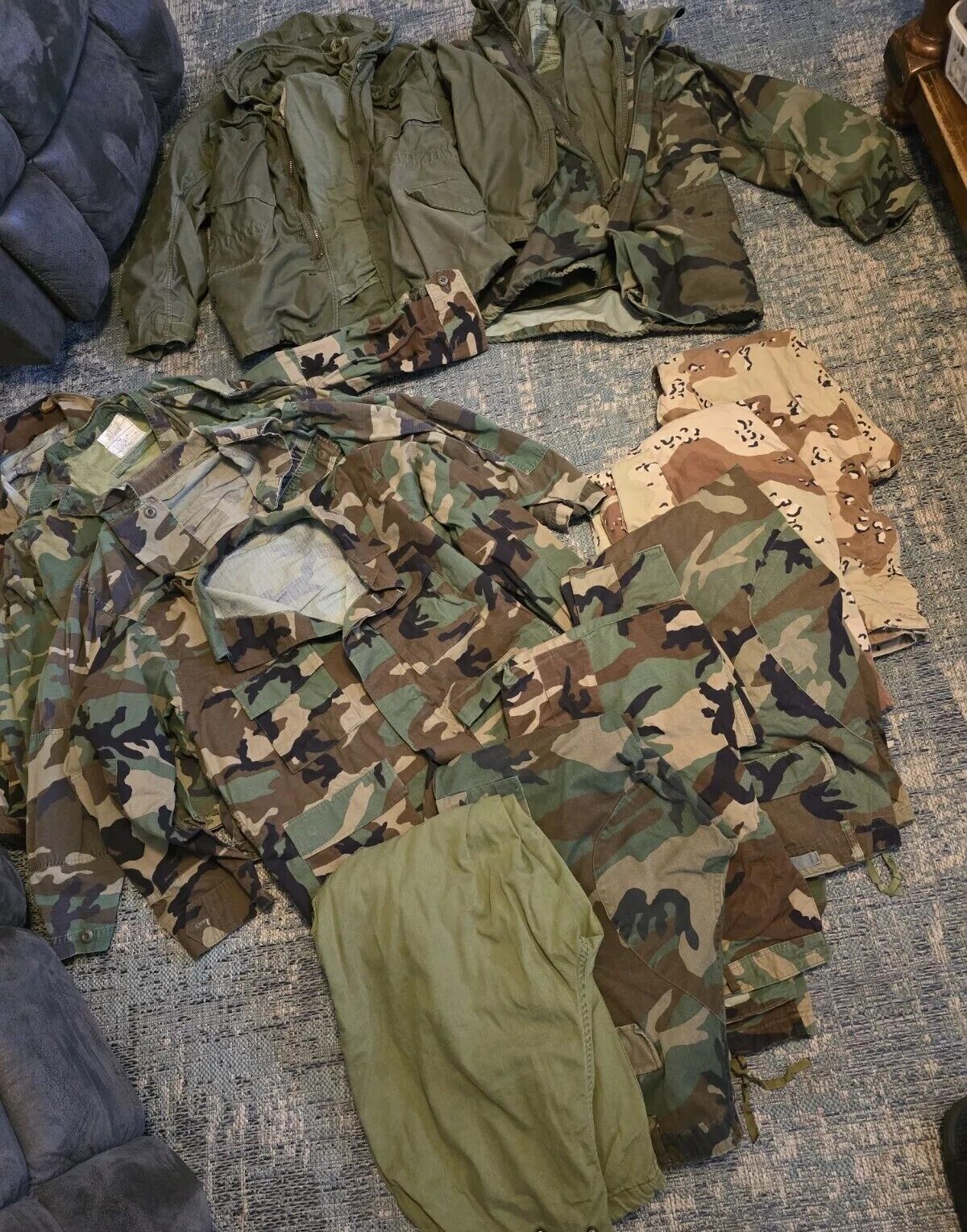 Vintage Camo Army Uniform Lot Military Issue Cargo Combat Pants Shirt Lot Of 12