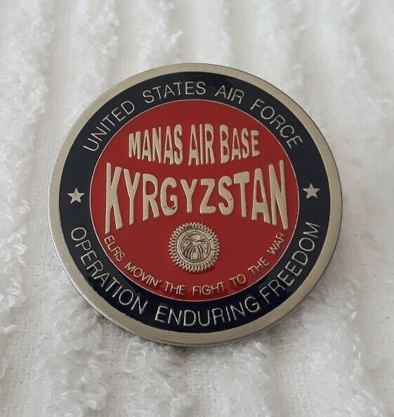 AUTHENTIC OEF MANAS AIR BASE 376 ELRS KYRGYZSTAN RARE CHALLENGE COIN