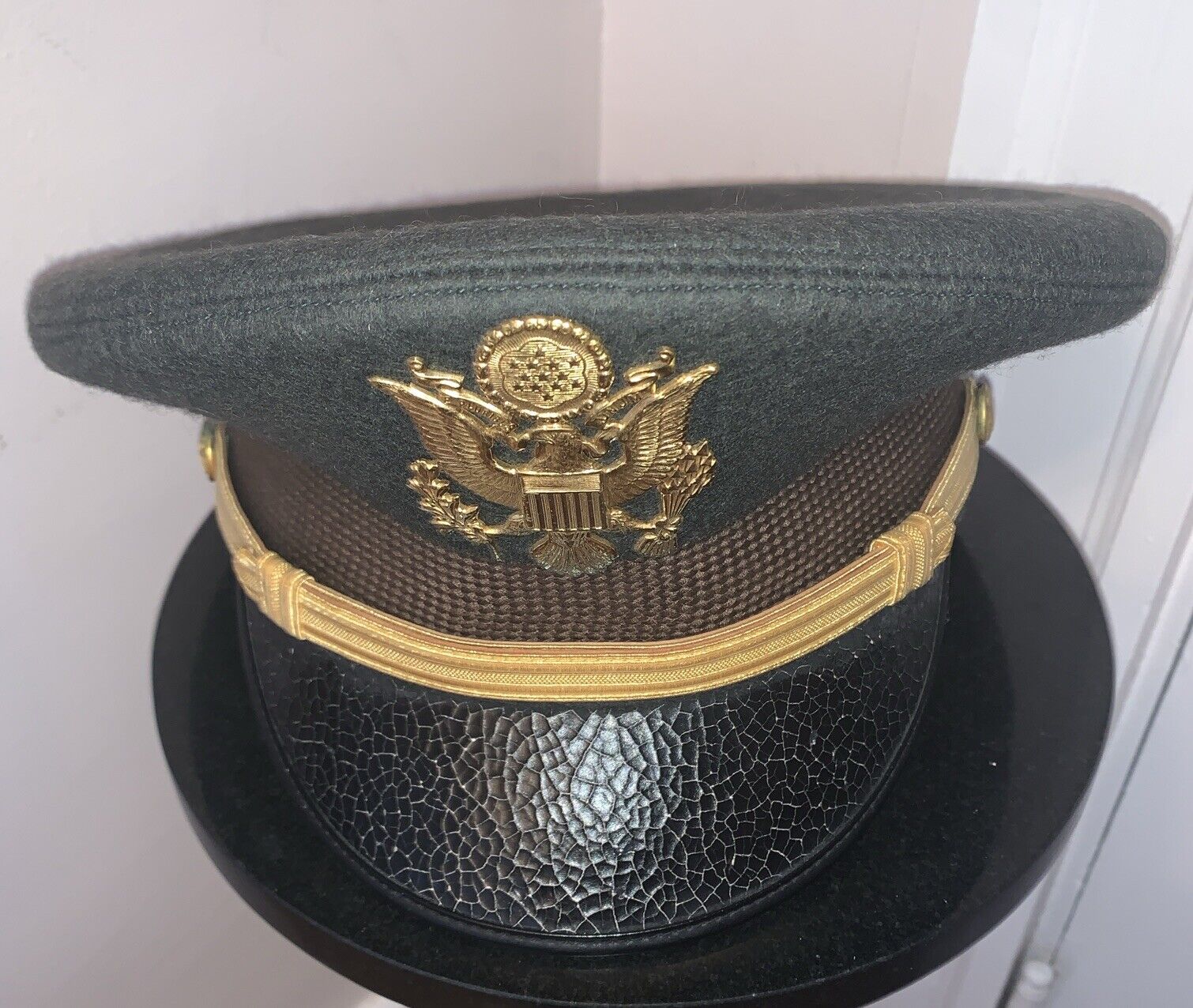 United States Military Hat Cap Army Wool Green King Form Visor Size 7 1/4