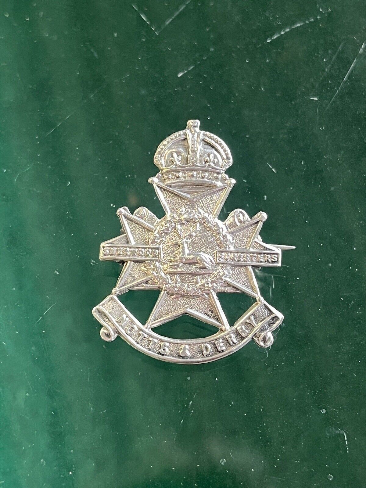 WW1 Notts & Derby Regiment (Sherwood Foresters)  Hallmarked Silver Brooch