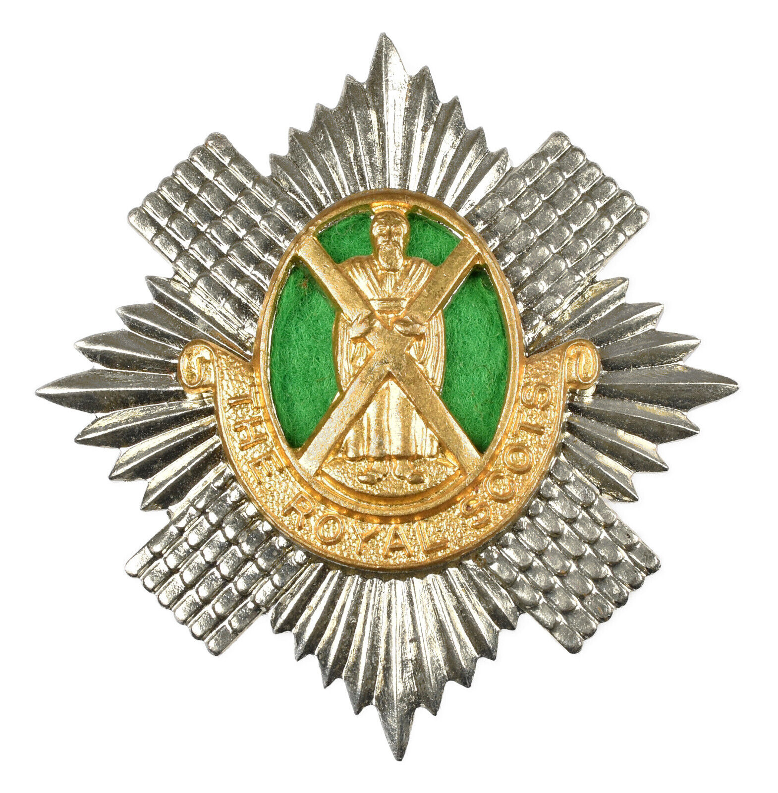 Old Vintage The Royal Scots Regiment Soldiers Metal Cap Badge