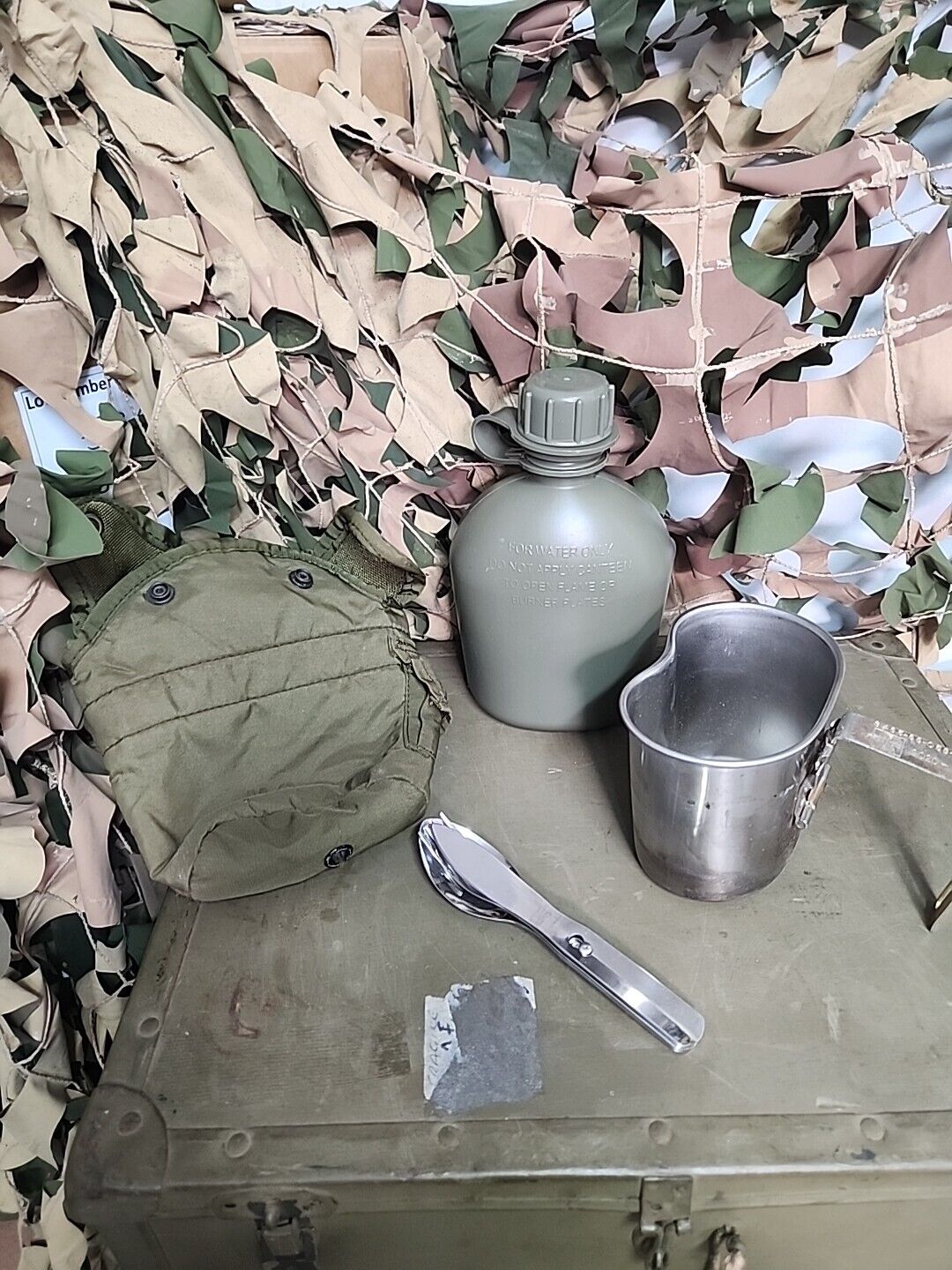 Military Surplus Australian Army Kidney  Cup + Utensils +1L +Water Canteen Combo