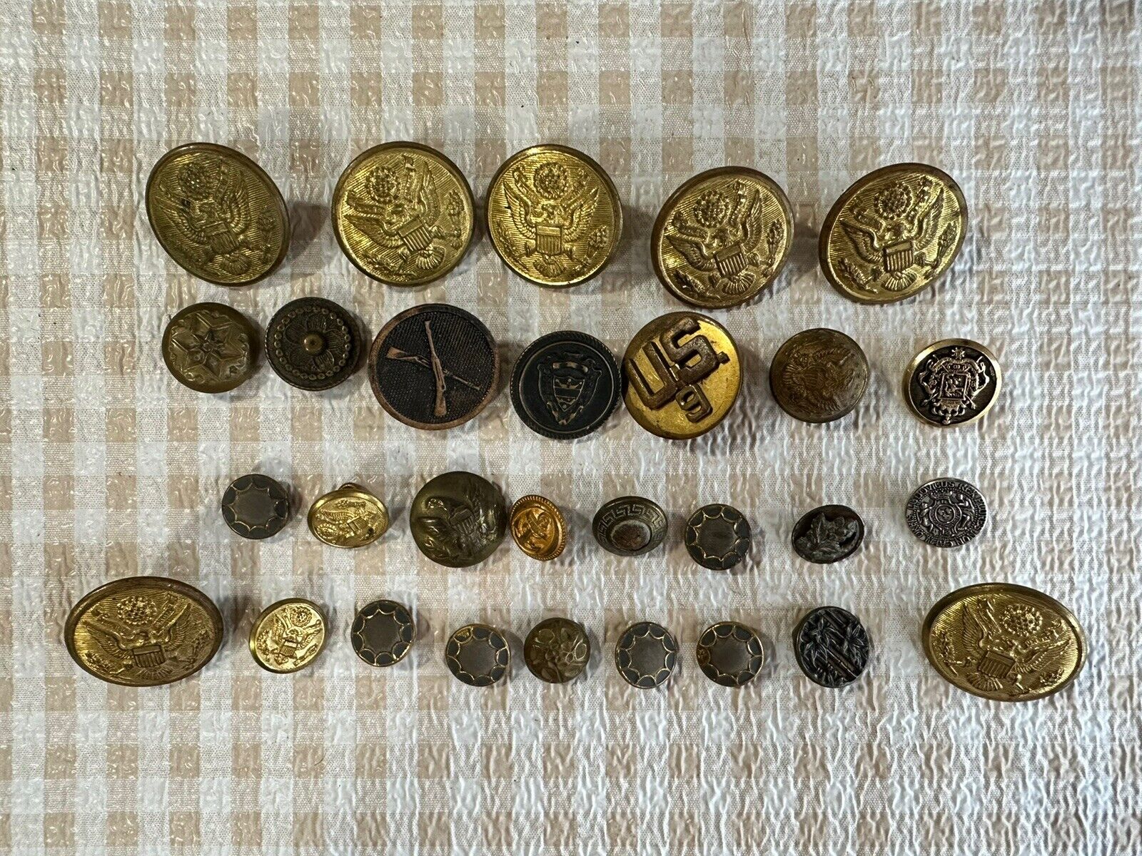 Vintage military buttons lot from different decades and makers