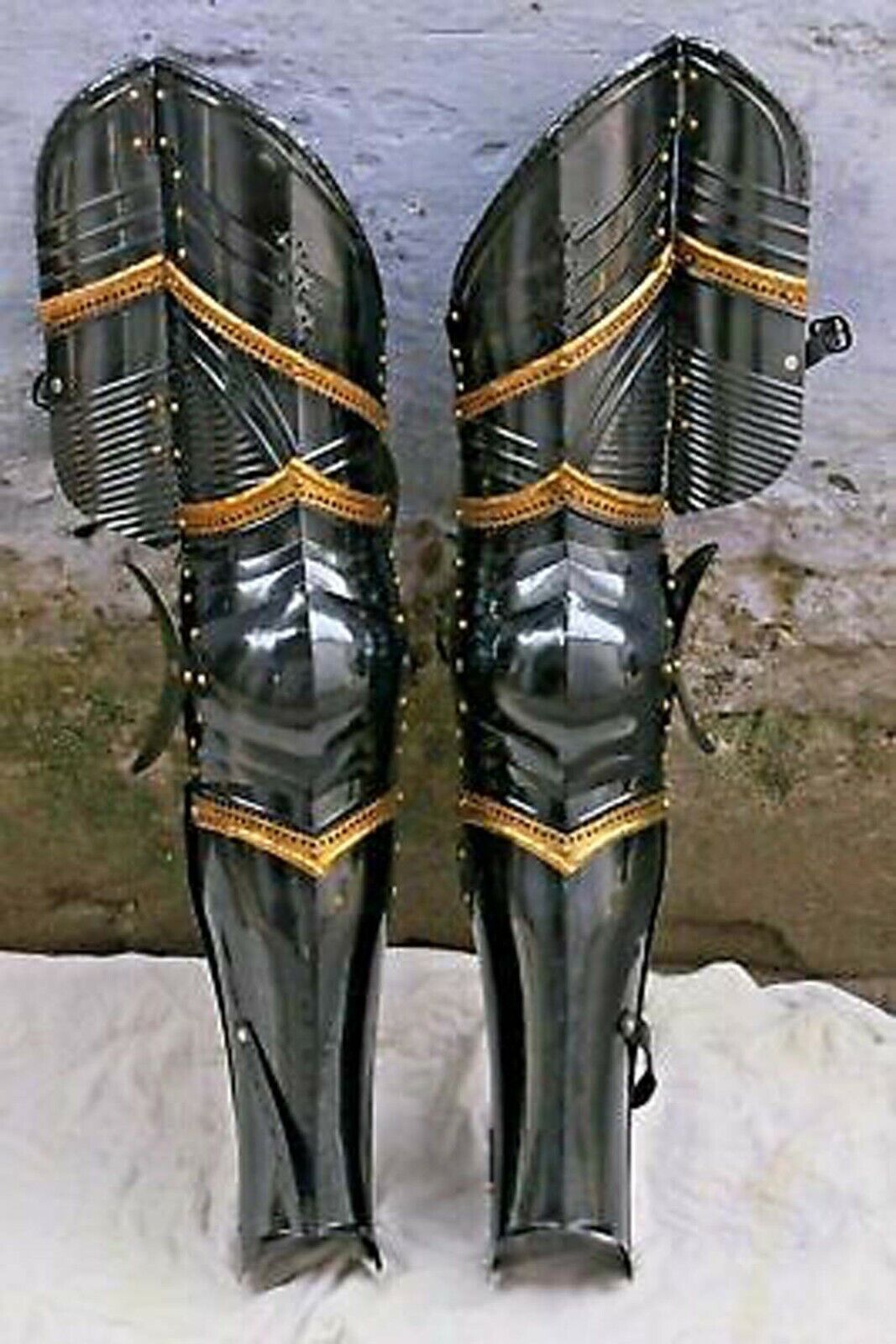 18 Ga Steel Antique Medieval Knight Black Warrior Gothic Leg Set Armor greaves