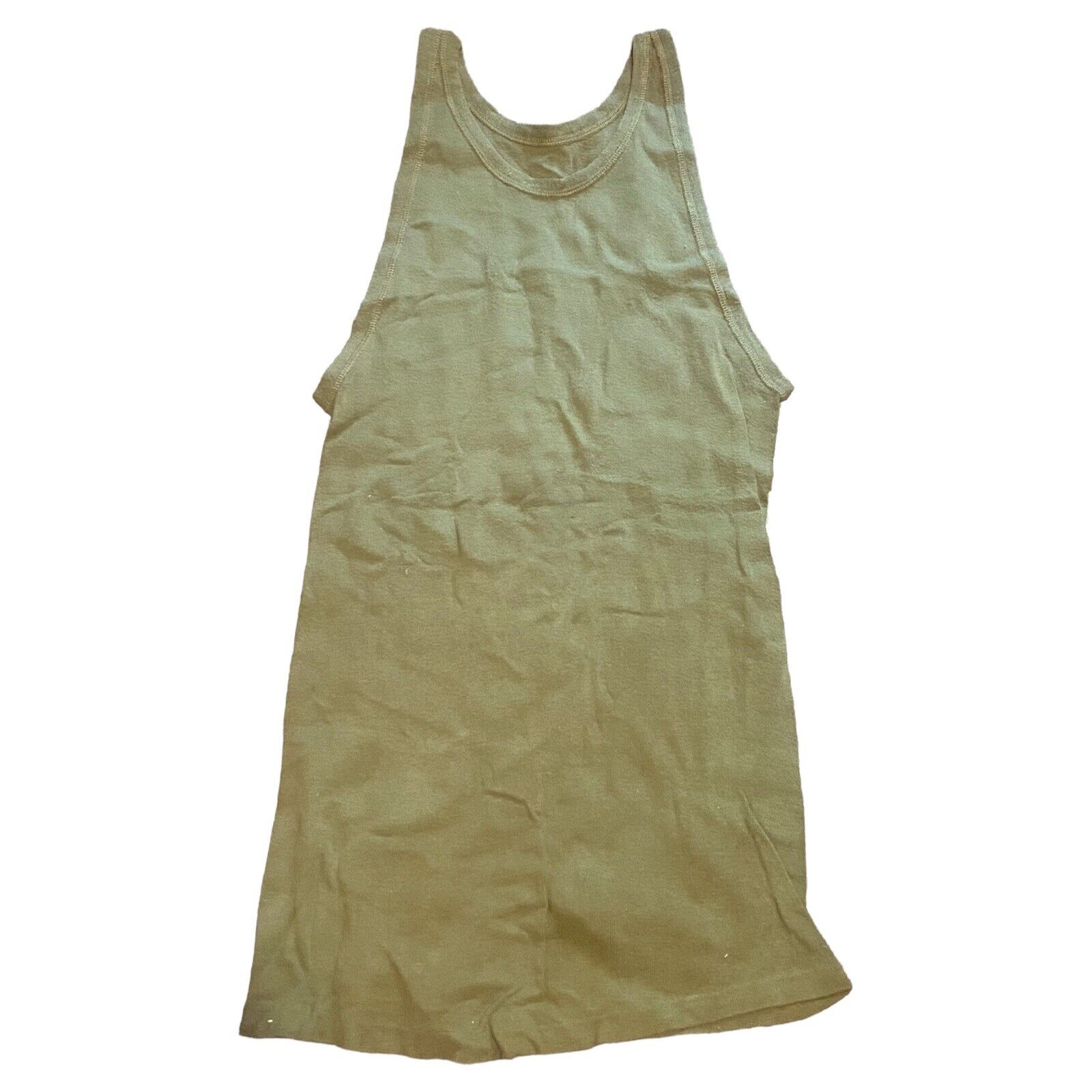 Vintage US Army WWII Tank Top Shirt Undershirt 1940s Sleeveless T Shirt Green