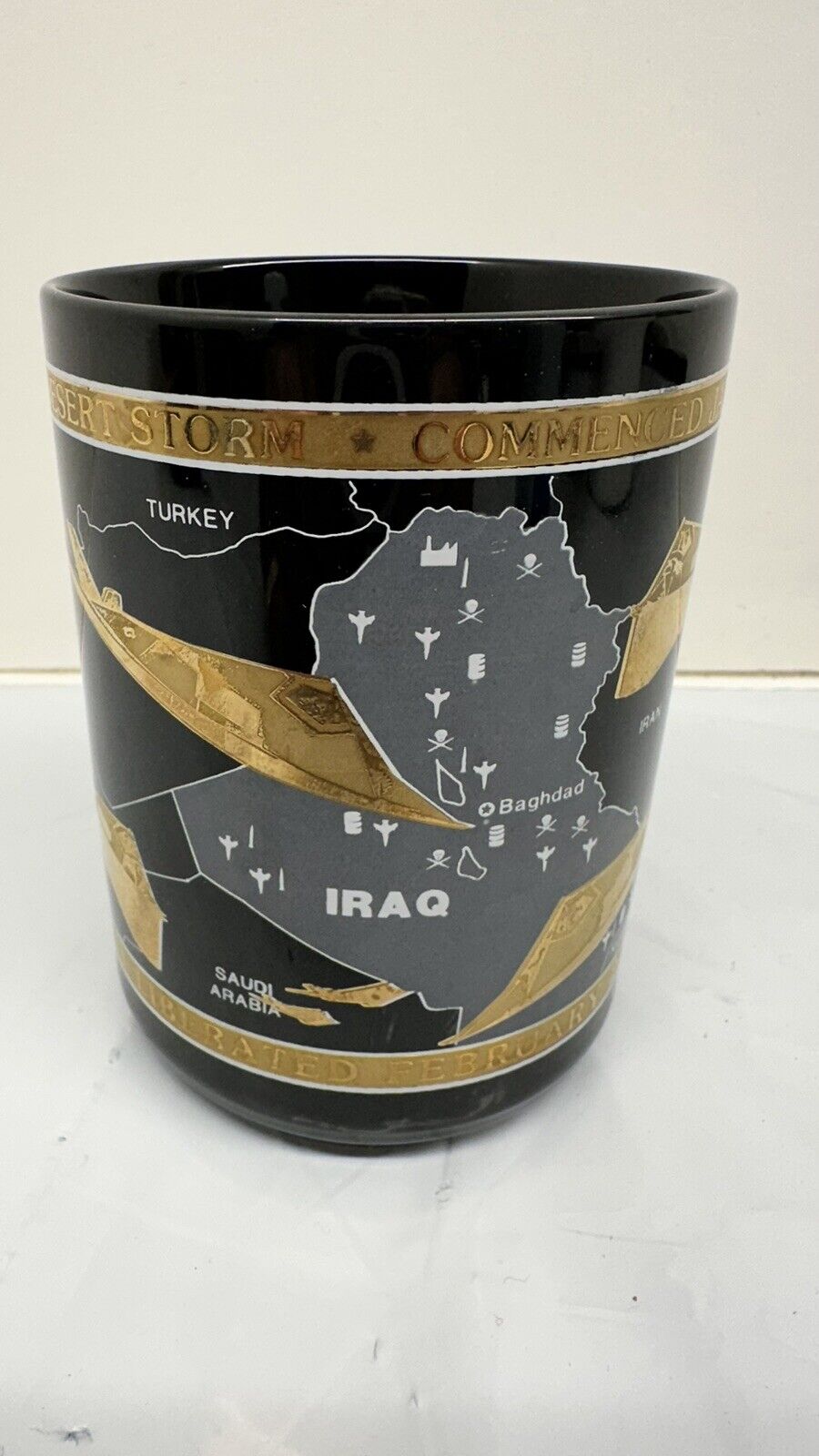 37th Tactical Fighter Wing Kuwait Liberated 22K Gold Coffee Mug