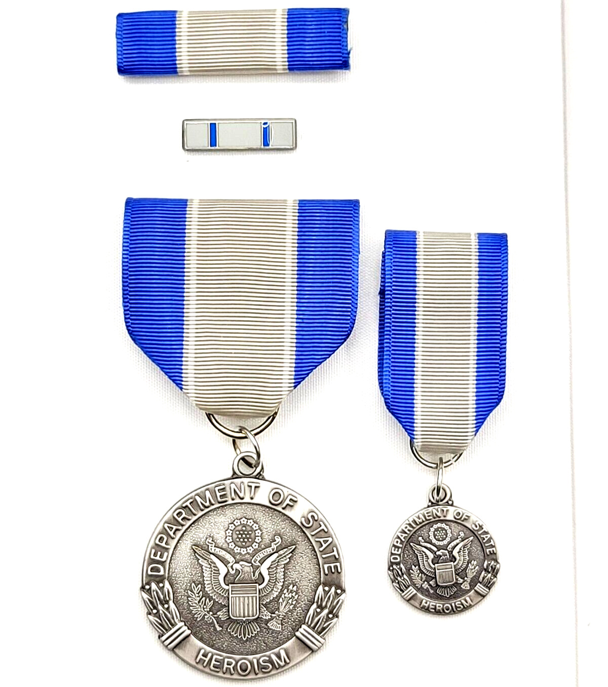 Department of State Award for Heroism Medal Set w/ Ribbon, Mini & Lapel