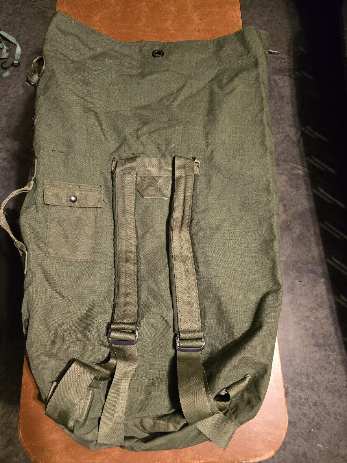 Vintage Vietnam War Era US Military OD Green Canvas Duck Sea Duffle Duffel Bag